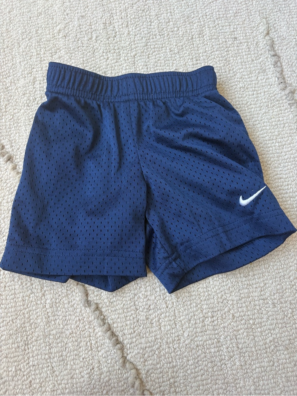 NIKE | Navy Athletic Mesh Shorts with White Swoosh - EUC